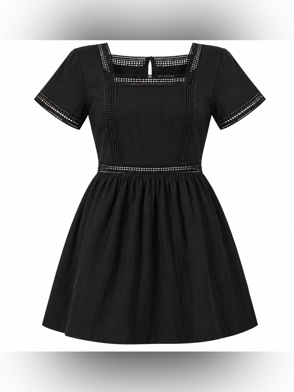 Abercrombie & Fitch black lace trim mini dress, medium tall